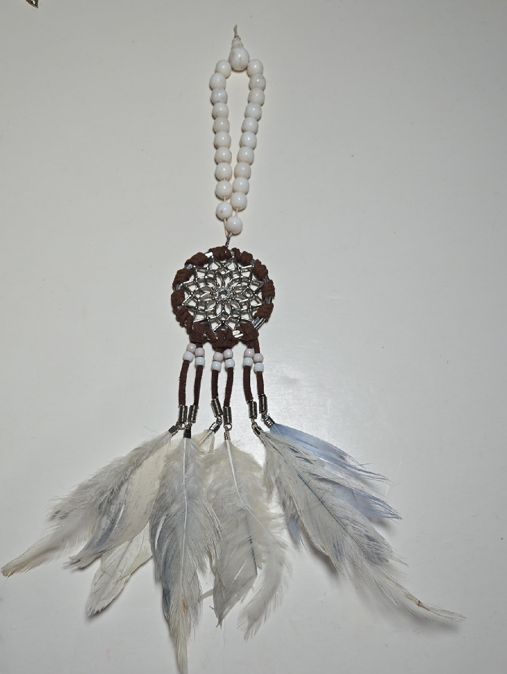 Handmade Leather Wrapped Dreamcatcher With Feathers